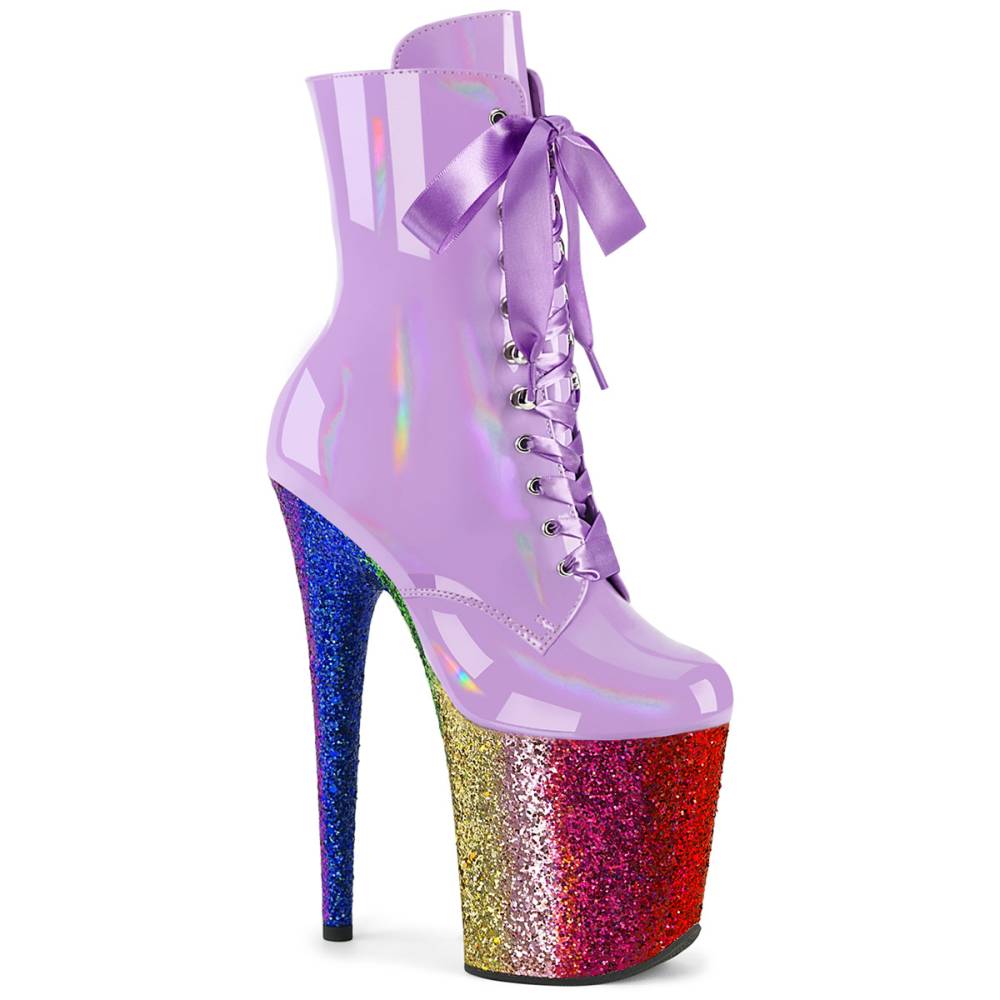 Pleaser - FLAMINGO-1020HG Plateau Laarzen, Paaldans schoenen - Paars/Regenboog